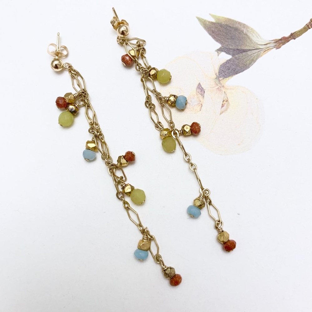 Semi Precious Gems Drop Earrings